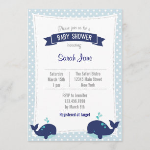 Baby shower de l'océan des baleines Invitation Pol