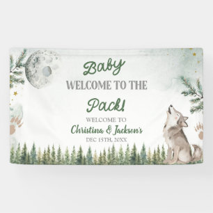 Baby shower de loup de forêt grande bannière