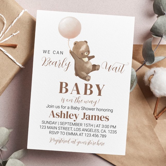 Baby shower de l'ours en peluche Invitation Boloon (Créateur téléchargé)