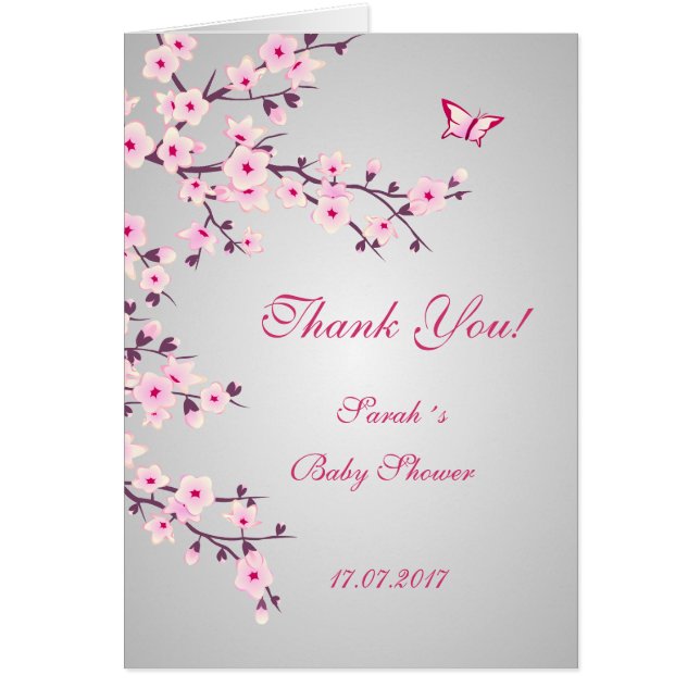 Baby shower de Merci de cerises en fleurs (Devant)