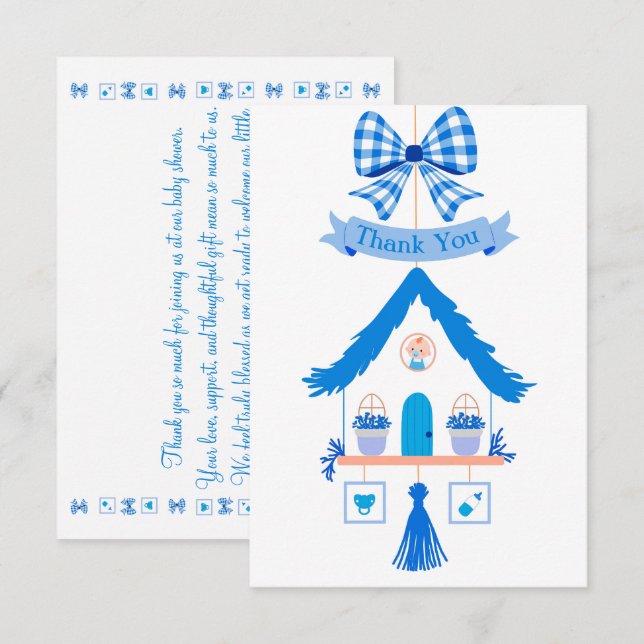 Baby shower de Merci de Maison Bleue personnalisée (Devant / Derrière)