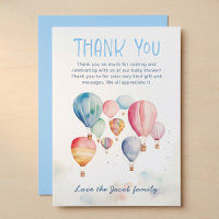 Baby shower de montgolfières aquarelle merci