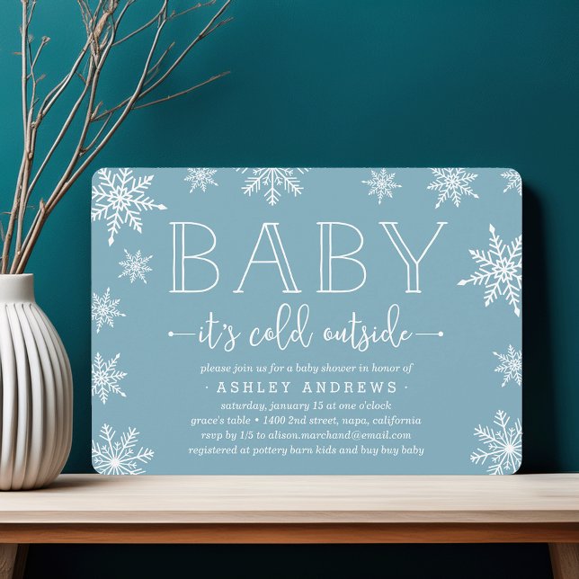 Baby shower de neige en hiver Invitation | Bleu (Créateur téléchargé)