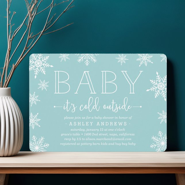 Baby shower de neige en hiver Invitation | Eau (Créateur téléchargé)