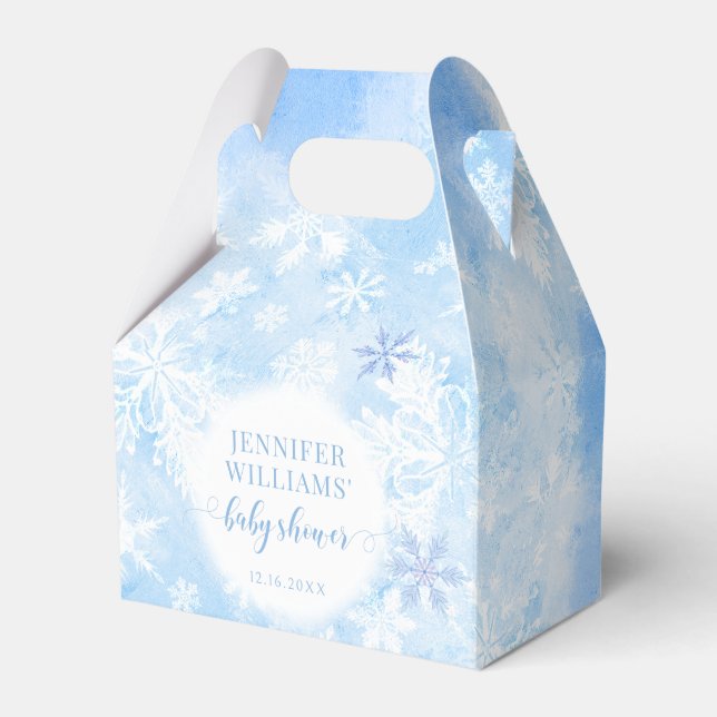 Baby shower de Noël des flocons bleus ballotins (Verso)