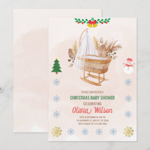 Baby shower de Noël Invitation Beige et Brown