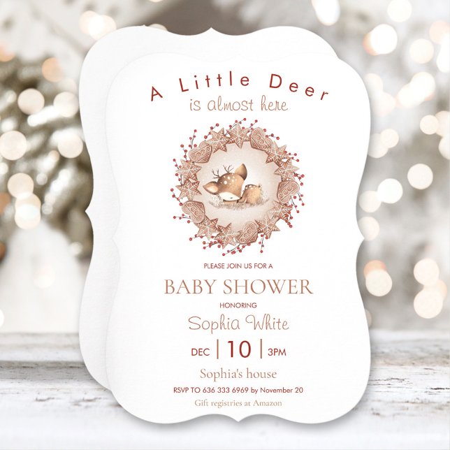 Baby shower de Noël Invitation Cerf (Christmas Baby Shower Invitation Deer)