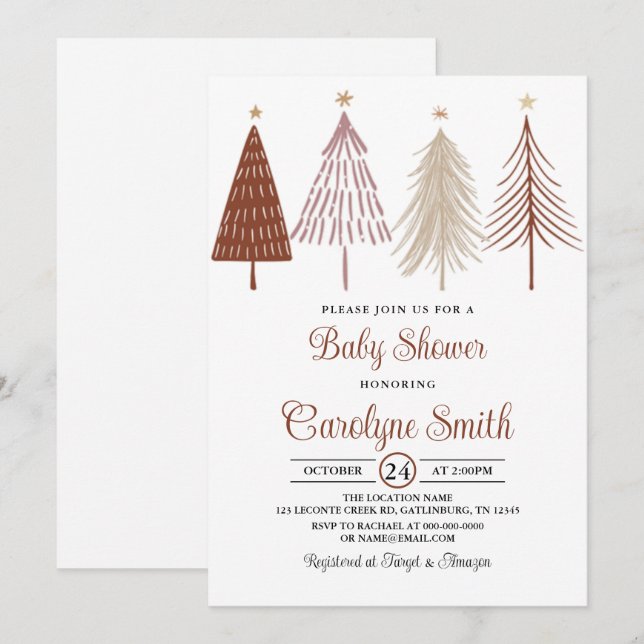 Baby shower de Noël Invitation Modèle (Devant / Derrière)