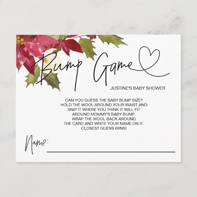 Baby shower de Noël Jeu Bébé Bump Guess Cartes (Devant)