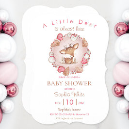 Baby shower de Noël rose cerf mignon Invitation