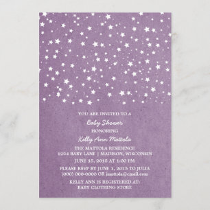 Baby shower de nuit violet étoilé Invitation