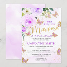 Baby shower de papillon floral lavande Invitation 