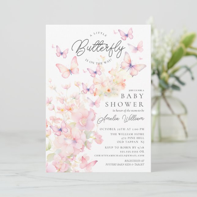 Baby shower de papillons Whimsical Invitation (Debout devant)