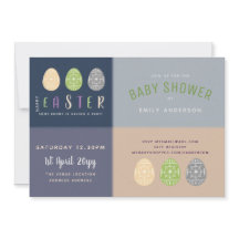 Baby shower de Pâques Invitations bleu rose doux