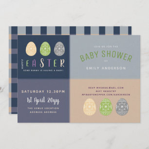 Baby shower de Pâques Invitations bleu rose doux