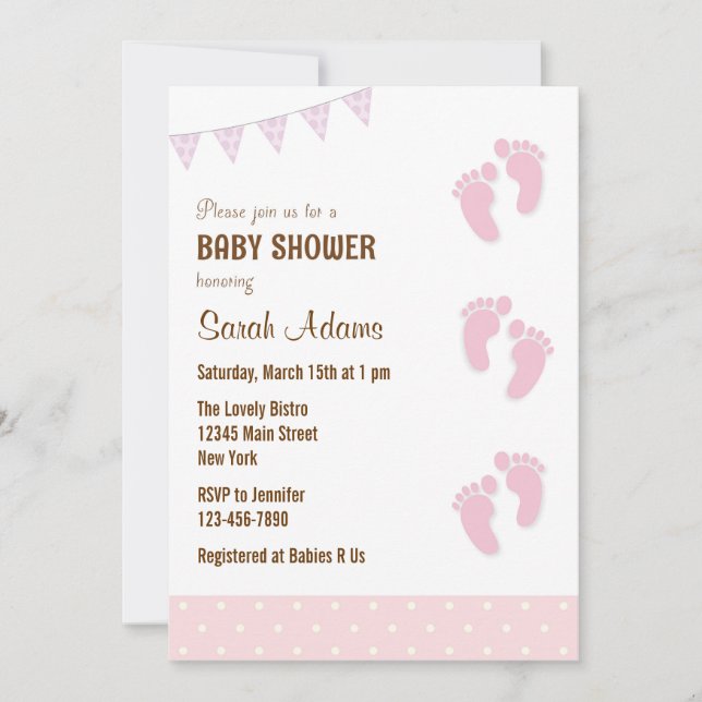 Baby shower de pieds bébé Invitation Pastel (Devant)