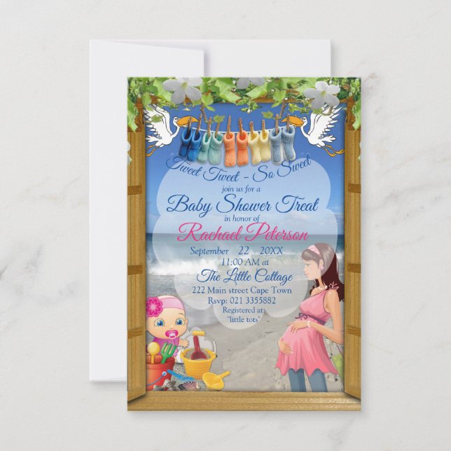 Baby shower de plage Invitation de traitement (Devant)