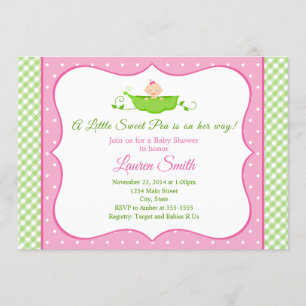 Baby shower de pois doux Invitation Pink Girl Baby