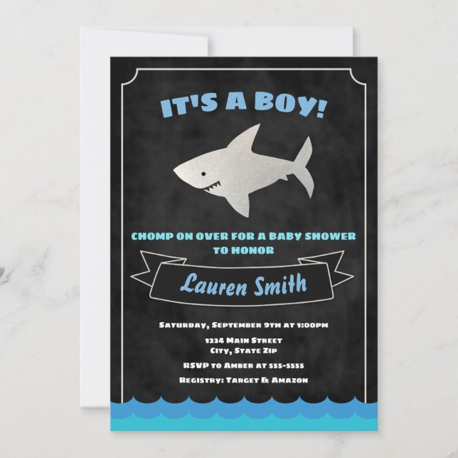 Baby shower de requin Invitation bébé requin (Devant)
