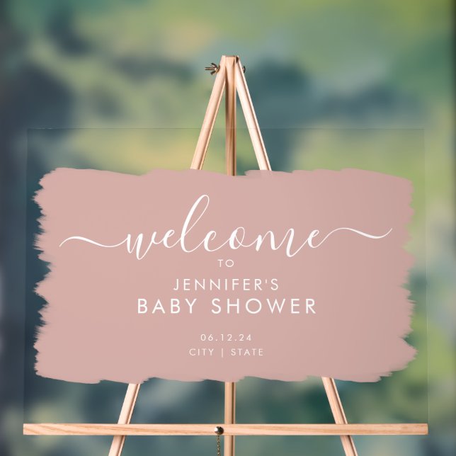 Baby shower de script moderne Welcome Paint Blush (Neutre)