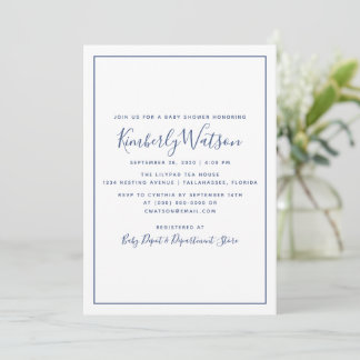 Baby shower de simplicité Invitation | Bleu