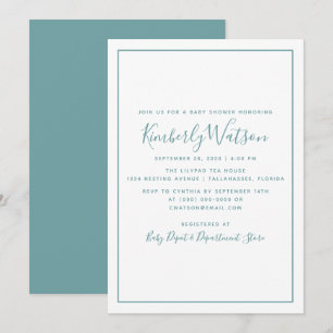Baby shower de simplicité Invitation Sarcelle