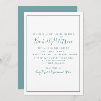 Baby shower de simplicité Invitation | Sarcelle