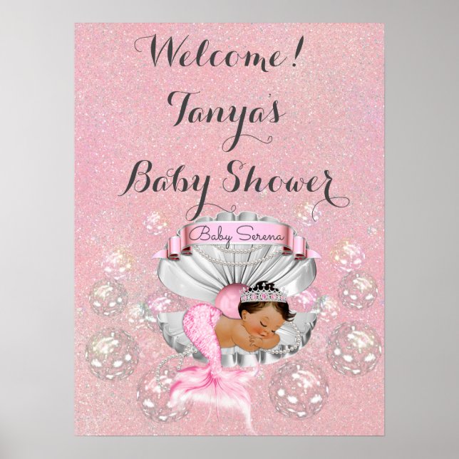 Baby shower de sirène Affiche de bienvenue d'anniv (Devant)
