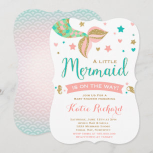 Baby shower de sirène Invitation Coral Turquoise O