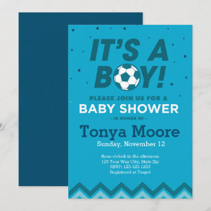Baby shower de soccer bleu foncé Invitation