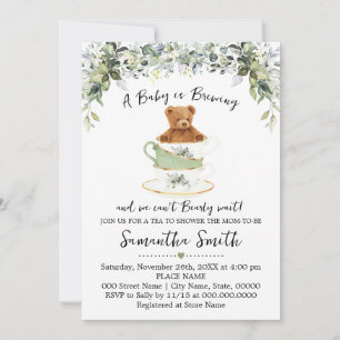 Baby shower de thé vert ours Invitation