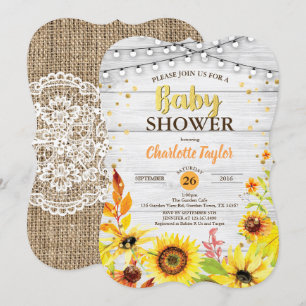 Baby shower de tournesol invitation bois rustique