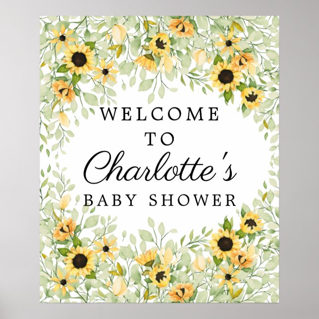 Baby shower de tournesol jaune d'automne Affiche d (Devant)
