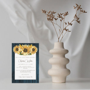 Baby shower de tournesol rustique bleu Invitation