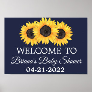 Baby shower de tournesols Affiche de bienvenue Rus
