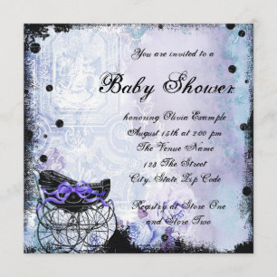 Baby shower de transport noir violet Invitation