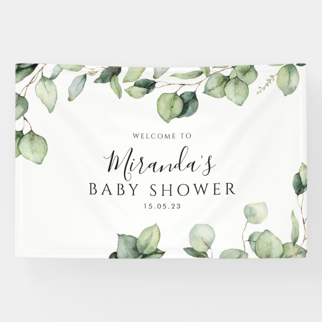 Baby shower de verdure Bannière de fond botanique (Horizontal)