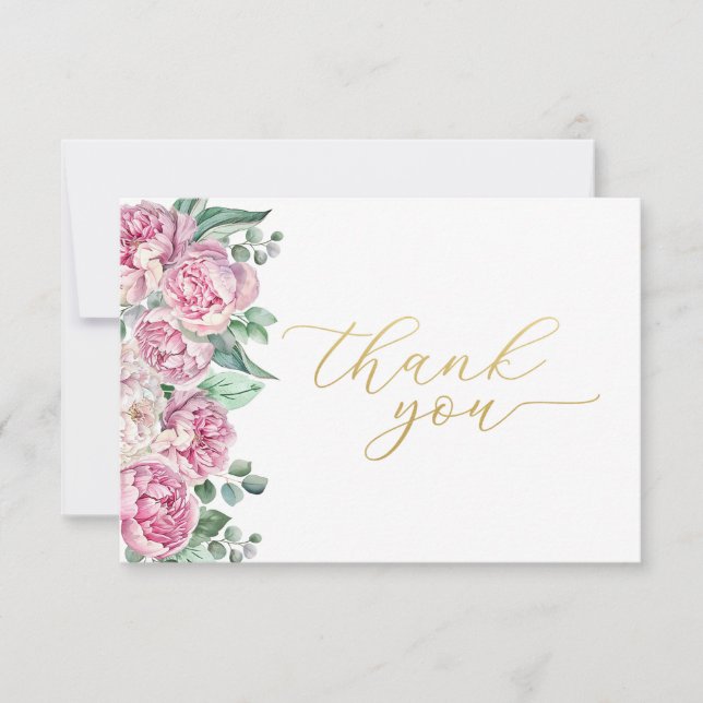 Baby shower de verdure rose et or Floral Merci (Devant)
