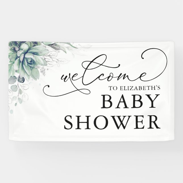 Baby shower de verdure Succulents Bannière de bien (Horizontal)