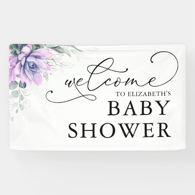 Baby shower de verdure Succulents Bannière de bien (Horizontal)