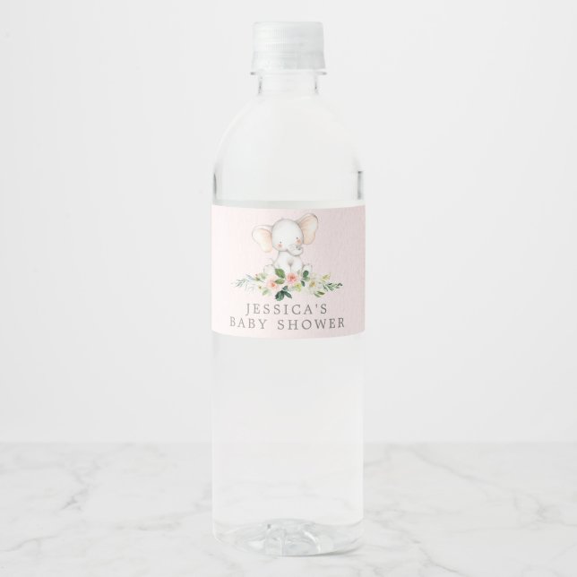 Baby shower d'eau rose  Étiquettes (Devant)