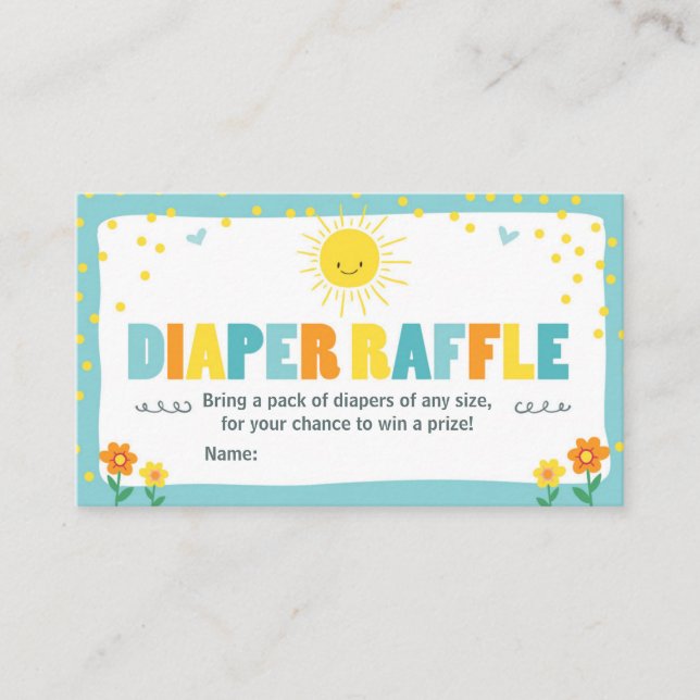 Baby shower Déchets Carte Raffin Sunshine Garçon B (Devant)