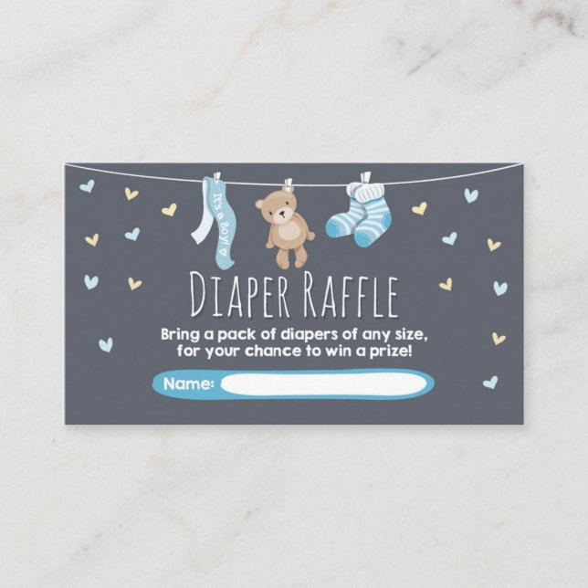 Baby shower Déchets Carte Raffin Teddy Bear Bleu (Devant)