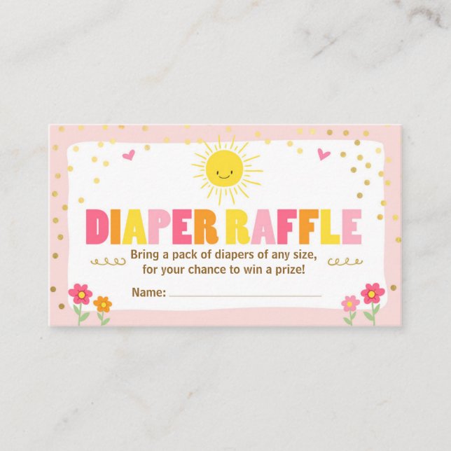 Baby shower Déchets Carte Raffle Sunshine Girl Ros (Devant)