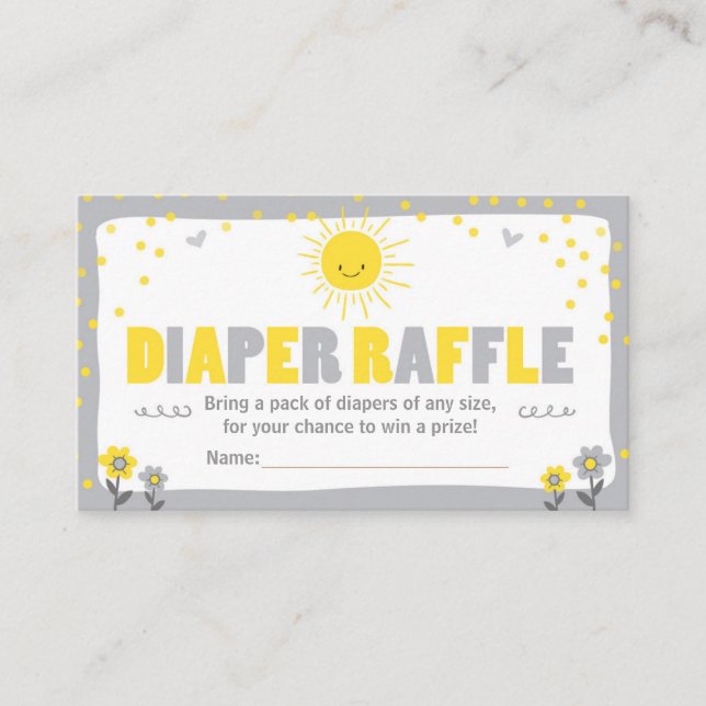 Baby shower Déchets Carte Raffle Sunshine Neutre (Devant)