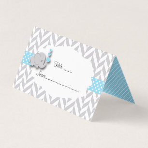 Baby shower d'éléphant bleu et gris  Cartes de p