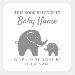 Baby shower d'éléphant gris autocollant étiquette