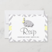 Baby shower d'éléphant jaune et gris - RSVP