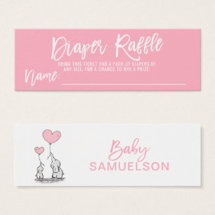 Baby shower d'éléphant rose de billet de TOMBOLA