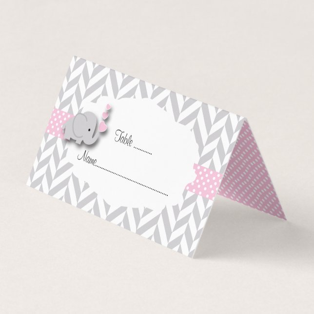 Baby shower d'éléphant rose et gris | Cartes (Devant)